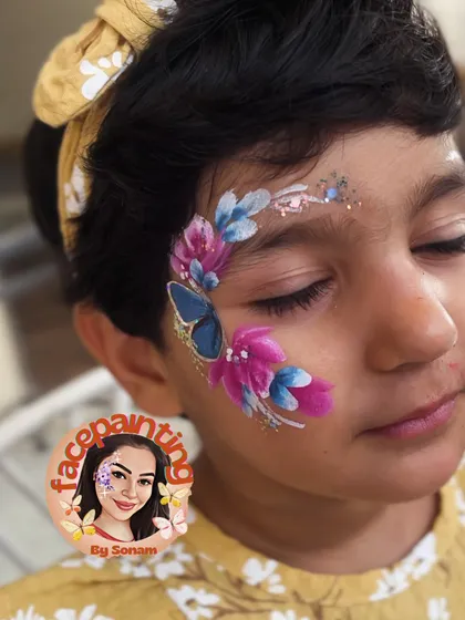 A serene and beautiful butterfly design with closed eyes, showcasing the delicate details and glitter.