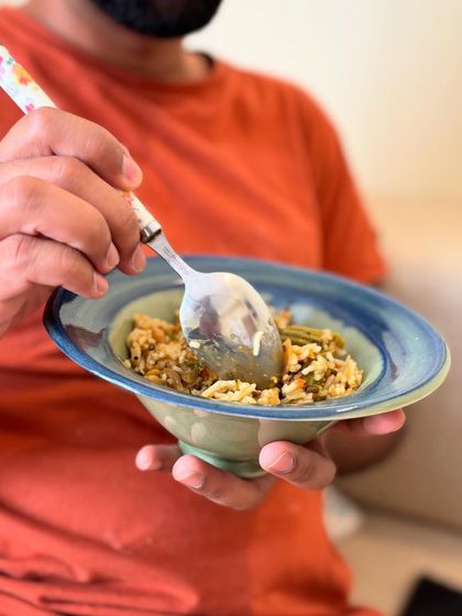Using our own tableware every day is a constant reminder of why we love what we do. This handmade bowl makes even a simple meal feel special.