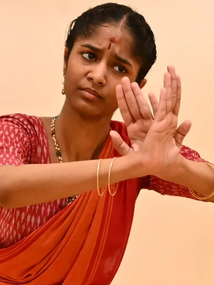 My student Anvita Jain during a rehearsal. Watching a shishya blossom from a young learner into a confident dancer is the greatest reward for a teacher.