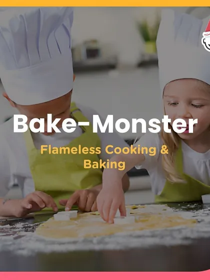 The Bake-Monster station for flameless cooking and baking, a safe and fun way for kids to try their hand at making treats.