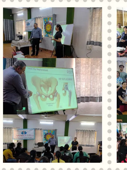 Dr. Deepak Arora uses a presentation to explain the anatomy of the hip and knee during our workshop. These sessions are highly educational, helping you understand the root cause of your pain.