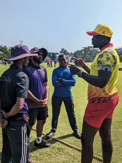 Our coaches interacting with a player from the Uganda National Team. These tours are a great opportunity for knowledge exchange.