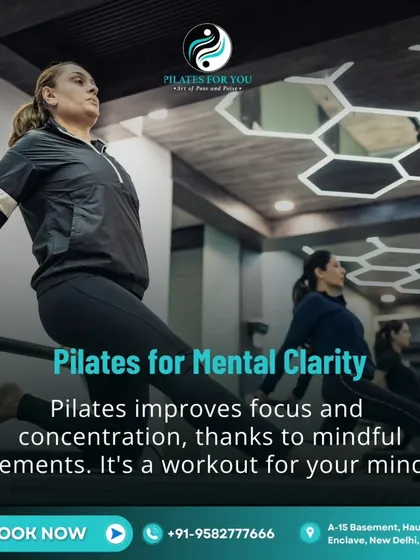 Pilates is a workout for the mind too. The mindful movements, like the one shown here on the reformer, improve focus and concentration, leading to greater mental clarity.