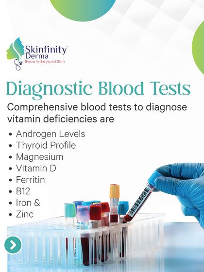 To properly diagnose the cause of hair loss, I often recommend comprehensive blood tests. This helps us check for vitamin deficiencies, hormonal imbalances, and other factors that could be affecting your hair health.