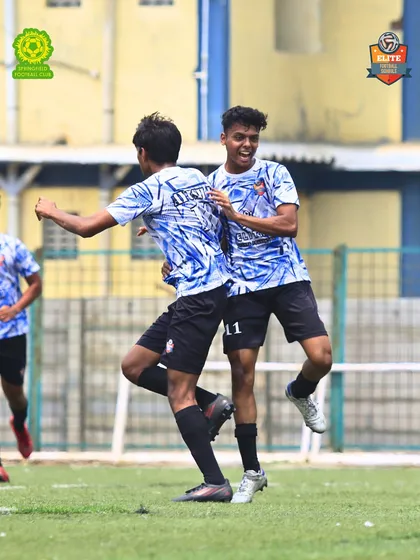The joy of teamwork. Our players celebrating a goal, united in spirit and fearless on the pitch.