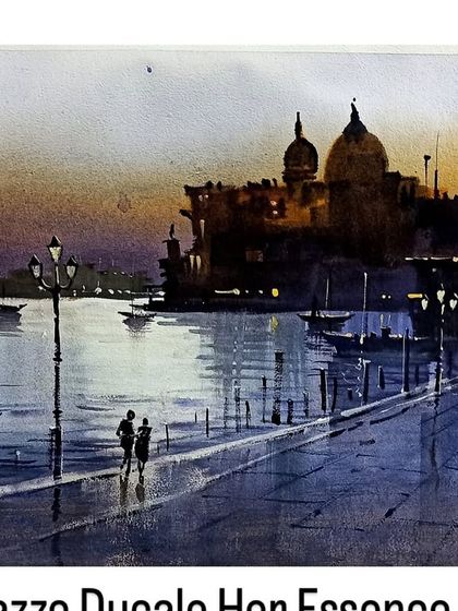 "Palazzo Ducale" by the talented Praween Karmarkar. This breathtaking watercolour landscape was created using BAAKIN colours, showcasing their professional quality.