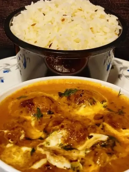 A North Indian favorite from my kitchen: creamy Veg Kofta Curry served with fluffy Jeera Rice. The koftas are soft and melt in your mouth.