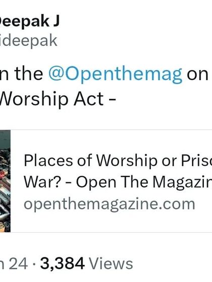 My article in Open The Magazine titled "Places of Worship or Prisoners of War?". I make the case for restitutive justice for Dharmic sites, arguing that if history is relevant for social justice, it must be for this too.