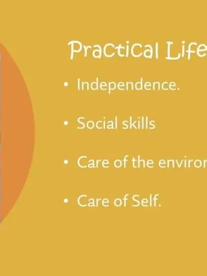 This graphic outlines the core goals of our practical life curriculum, which includes fostering independence and care for the environment.