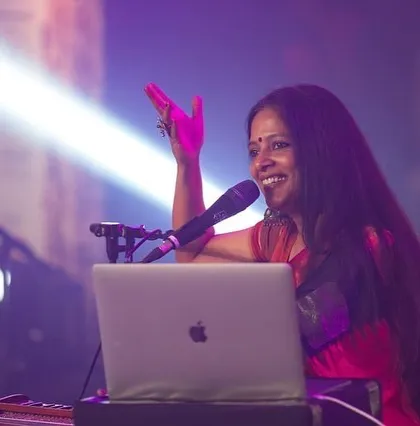 A moment of joy and connection during the Bengaluru Ganesh Utsava. Sharing the stage and the music with my fellow artists and the audience is what makes every performance a celebration.