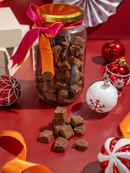 My chocolate fudge bites are based on a Russian fudge recipe. They are salty, decadent, and melt on your tongue. Also eggless.