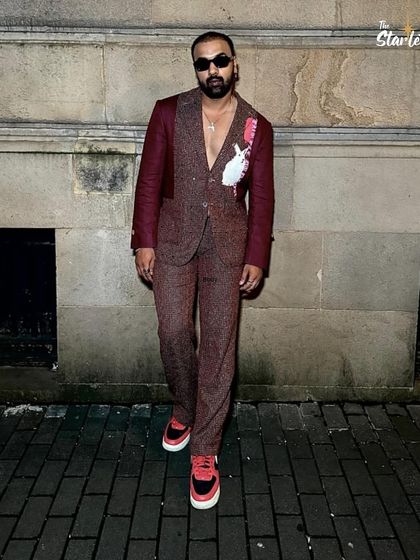 A shot from The Starlet feature, showcasing a bold, contemporary suit that represents my design ethos.