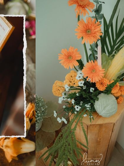 A collage of the earthy and soulful housewarming decor, with a focus on natural elements and warm colors.