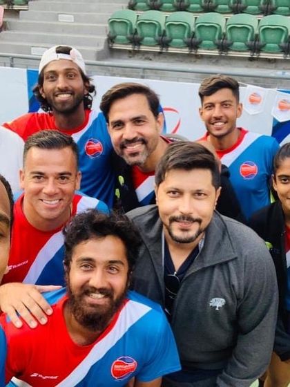 A team selfie capturing the excitement and unity of our players and coaches during the Pro Tennis League.