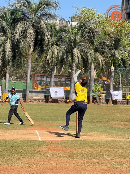 A player in full bowling stride during a men's Parents Premier League match. Our tournaments give everyone a chance to experience the thrill of competitive cricket.