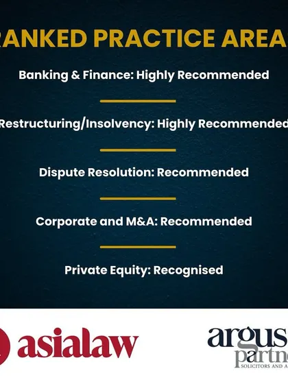 Our firm's practice areas have been ranked as 'Highly Recommended' and 'Recommended' by asialaw for 2024-2025.