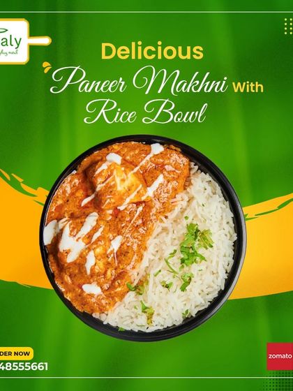 Enjoy a delicious bowl of our Paneer Makhni with rice. This dish is a crowd pleaser, with soft paneer cubes in a rich, buttery, and mildly sweet gravy that is perfect for a quick lunch or dinner.