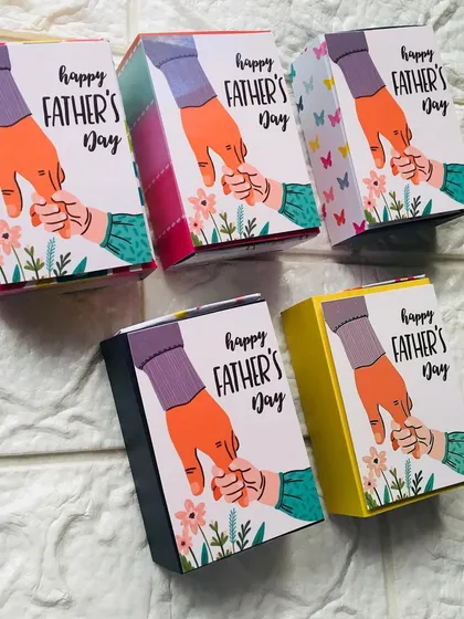 Another view of the Father's Day mini matchboxes, showing the different colorful designs I can create. They are a small but very meaningful gift.