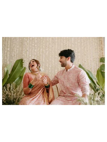 Laughter and love. A candid moment from the signing ceremony, where the decor was kept minimal to let the couple's joy be the main focus.