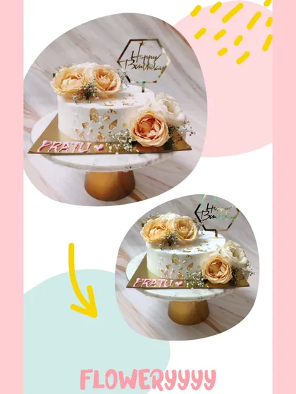 Capturing moments with petals and prose. 🌸 A beautiful floral cake with fresh peach-colored roses and gold leaf.