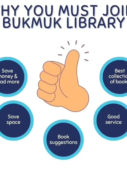 Here are five great reasons why you should join the Bukmuk library. We help you save money and space, offer the best collection of books, provide personalized suggestions, and deliver excellent service.