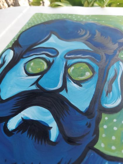 Another close-up of the stylized self-portrait. This demonstrates my ability to create expressive and moody character pieces.