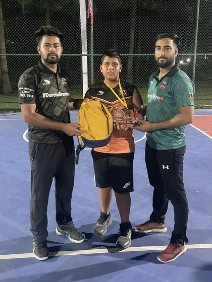 Celebrating Avinash, who won a gold medal and a new backpack for his outstanding effort and skill during the tournament.
