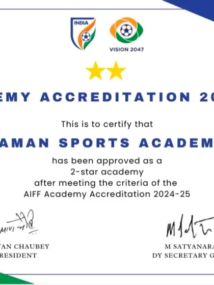 This is our promise of quality. We are proud to be a 2-Star accredited academy by the All India Football Federation (AIFF). This certification reflects our commitment to professional coaching, structured development, and high-quality facilities.