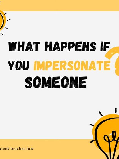 This image introduces the topic of impersonation, a common element in online fraud. It poses the question of the legal consequences for impersonating someone, setting the stage for understanding this criminal offense.