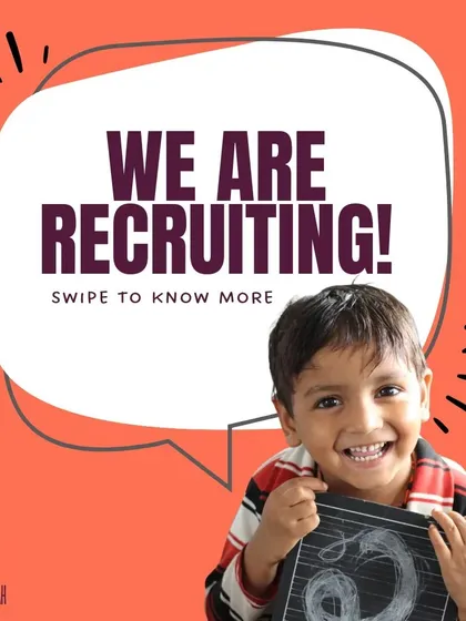 We are recruiting! A general call for volunteers with a bright, smiling face of a child, inviting you to join our cause.