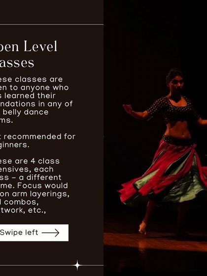 Information on our Open Level Classes, which are designed for experienced dancers to focus on specific themes like arm layerings, drill combos, and footwork.