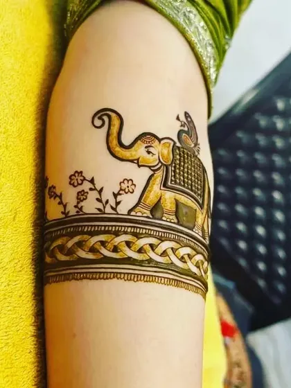 Another angle of the beautiful elephant armband, showing the clean lines and detailed work.