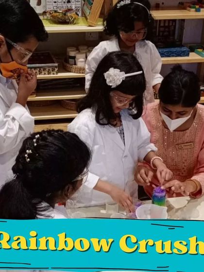 Our Rainbow Crush experiment is a feast for the eyes! Children learn about color mixing and chemical reactions in this vibrant and exciting activity.