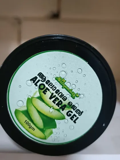 A top-down view of the Aloe Vera Gel jar. The simple, clean packaging reflects the pure and natural product inside.