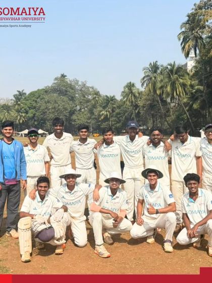 The K J Somaiya College Of Arts And Commerce team after registering a solid 35-run victory in the Mumbai University Inter-Collegiate Cricket Tournament.
