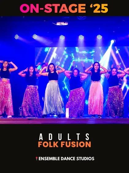 Our adults' folk fusion class combines traditional Indian dance with contemporary styles. This performance was a beautiful blend of grace and energy.