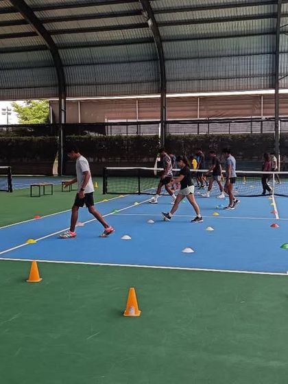 Players move through agility ladder drills, an essential part of our warm-up and conditioning routines.