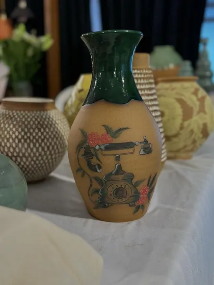 A few of my favorite finished vases from a recent collection, featuring a variety of glazes, painted details, and forms. Each one has its own personality.