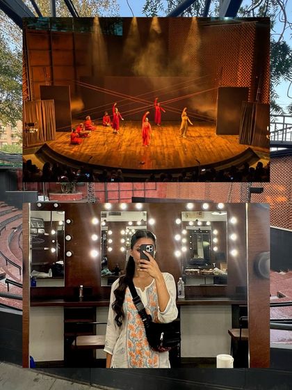 Backstage and on-stage views from the 'Kattam Katti' tour at a beautiful amphitheater. I am comfortable performing in diverse venues, from traditional prosceniums to open-air stages.