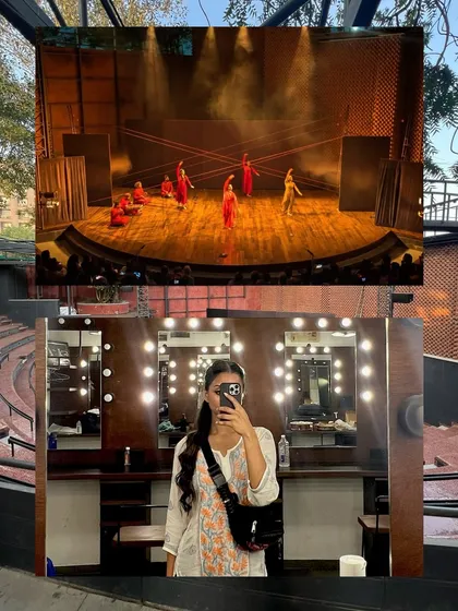 Backstage and on-stage views from the 'Kattam Katti' tour at a beautiful amphitheater. I am comfortable performing in diverse venues, from traditional prosceniums to open-air stages.