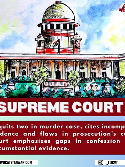 The Supreme Court acquitted two individuals in a murder case, citing flawed circumstantial evidence and gaps in the prosecution's case, particularly regarding a confession under Section 27 of the Evidence Act. We specialize in identifying and arguing such fatal weaknesses in the prosecution's narrative.