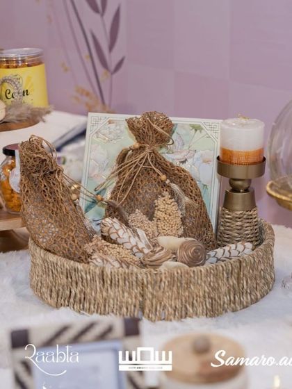 A beautiful rustic hamper with jute details, part of my display at the WOW Awards.
