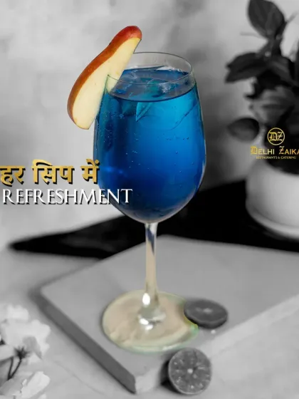 'Har sip mein refreshment'. Every sip of our mocktails, like this stunning blue lagoon, is pure refreshment.