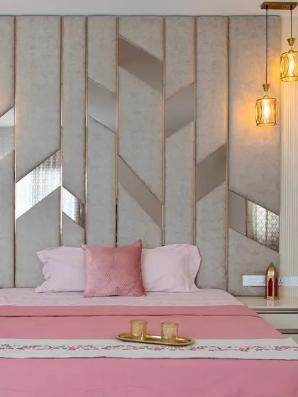 This angle shows the full impact of the statement headboard. It’s a testament to how a single, well-designed element can define an entire room.