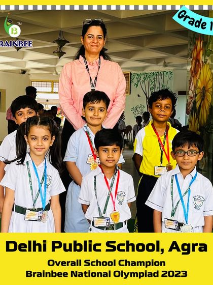 Proud winners from Grade 1C at DPS Agra, contributing to their school's 2023 championship title.