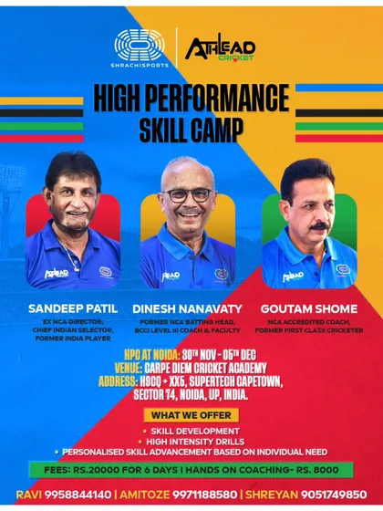 We regularly host high-voltage skill camps with some of the biggest names in cricket coaching. This poster shows another one of our successful camps, offering personalized skill development and high-intensity drills. These camps are your opportunity to get noticed and elevate your game.