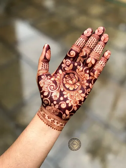 The final stain is the most important part. This is the beautiful, deep reddish-brown color you can expect from my handmade, 100% organic henna paste after it has fully matured. No chemicals, just pure, natural color.