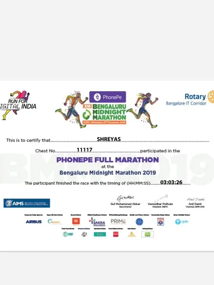 A throwback to my podium finish at the Bengaluru Midnight Marathon in 2019. I'm excited to be part of the 2023 edition with our team, ready to take on the unique challenge of a night race.