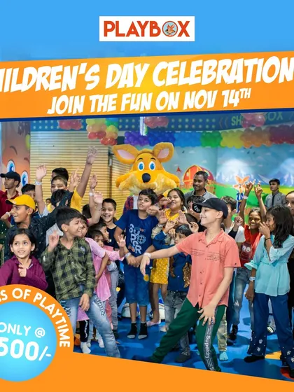 Our Children's Day celebration poster, offering special playtime deals and fun activities like chocolate making and art competitions.
