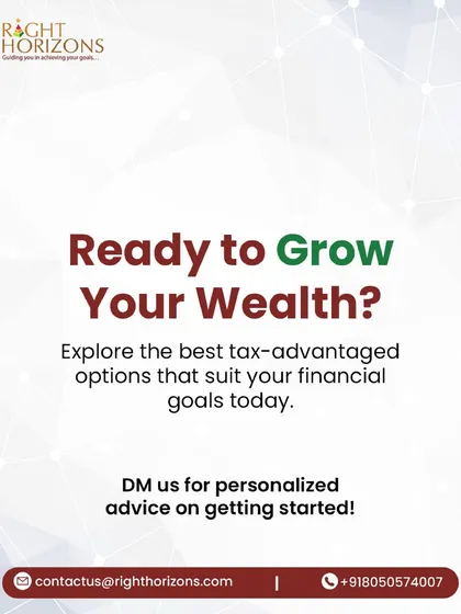 A concluding slide for our carousel on tax-advantaged investments. It encourages users to explore the best options for their financial goals and to contact us for personalized advice on getting started.